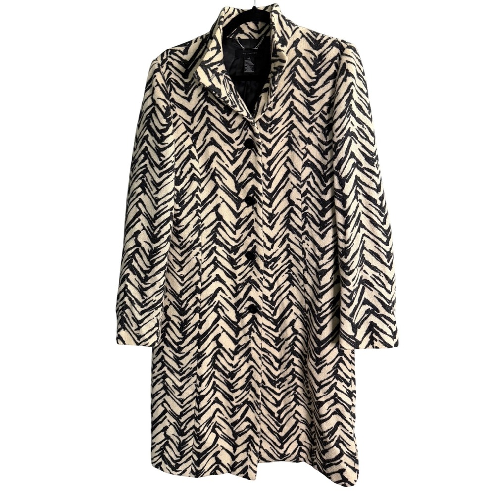 The Limited Wool Mohair Coat Black White Chevron Lightweight Mob Wife Travel